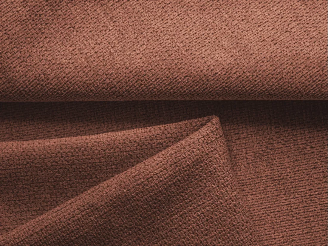 Canapé d'angle panoramique convertible en tissu chenille - rose sourd - MALIE