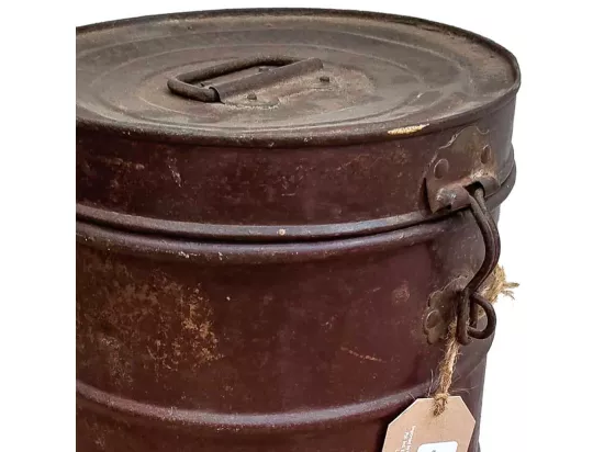 Bidon en métal marron 26x26x34h