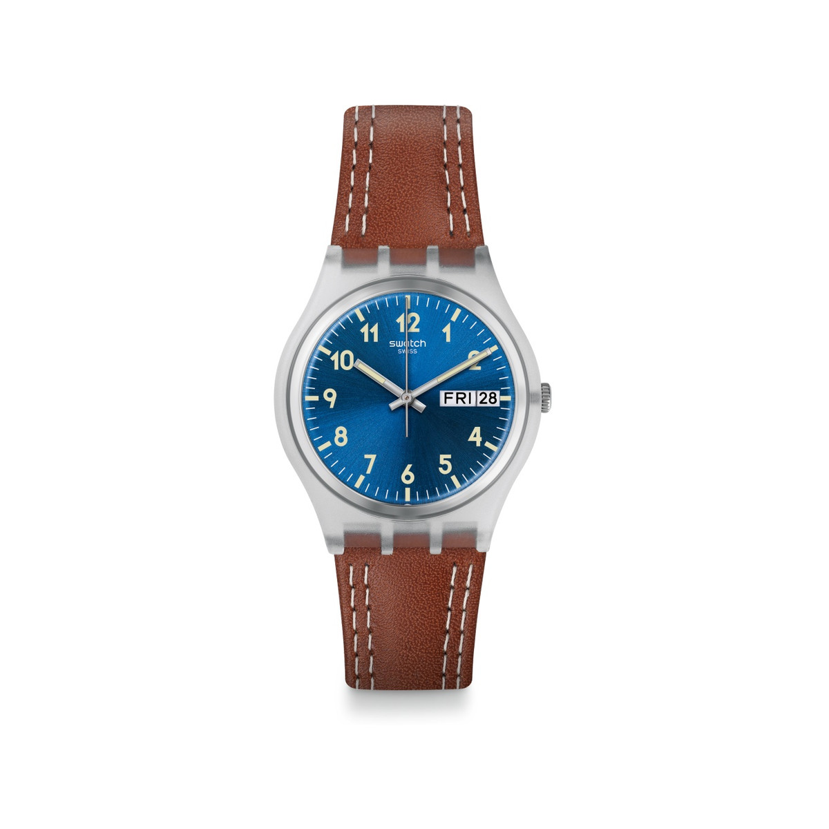 Montre Swatch homme plastique cuir marron