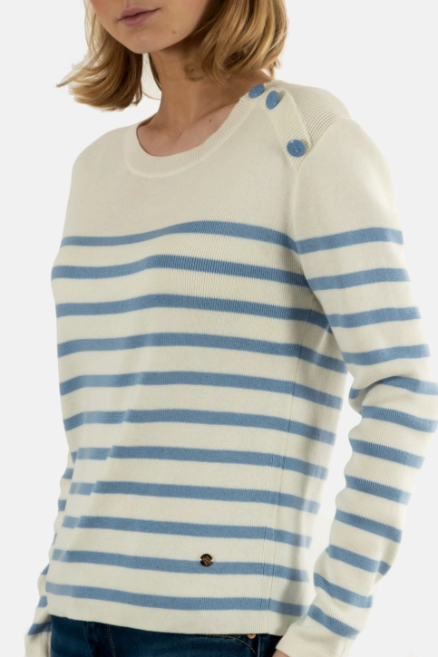 Pull léger la petite etoile camilia ecru/ciel