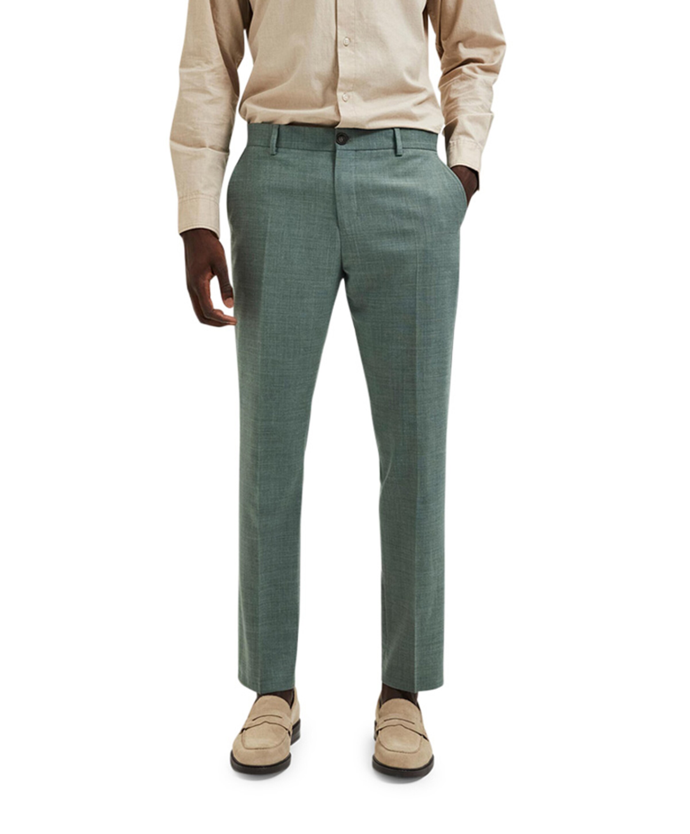 Selected SLHSLIM-OASIS LINEN TRS B NOOS heren pantalon groen