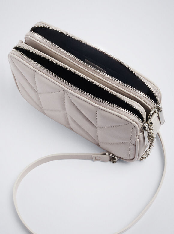 Bolsa matelassada com alça de corrente - Branca