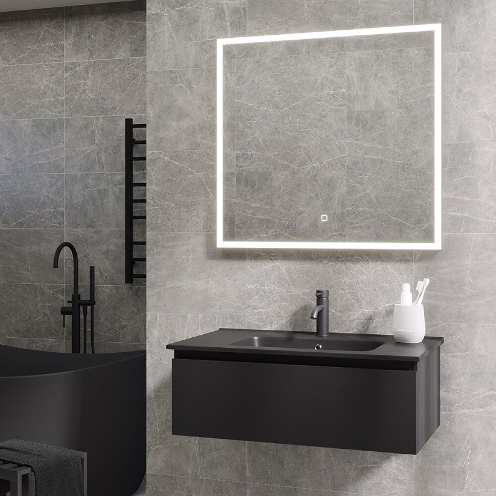 BADEROMSMØBEL CAMARGUE IQ+ FRONT SVART MATT 80CM