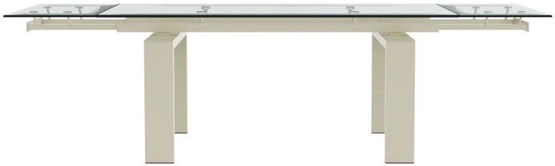 LUBANA - Uitschuifbare Eettafel - Transparant - Gehard Glas en Beige Metaal