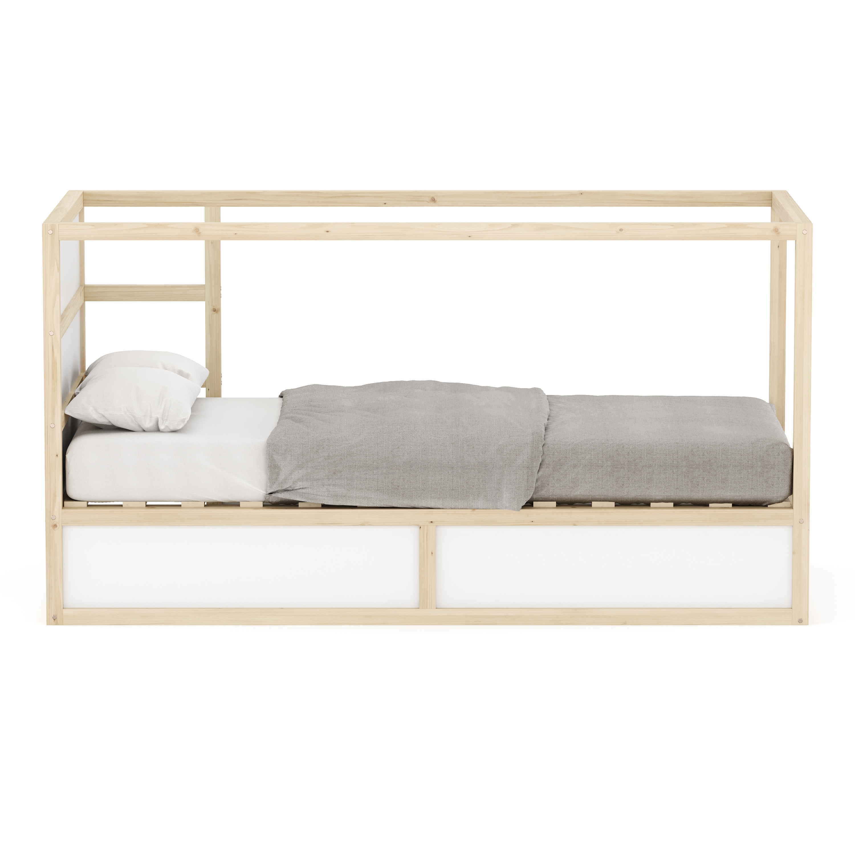 Kinderbett Hochbett BOSWIL 90 x 200 cm 2-in-1 natur/weiss