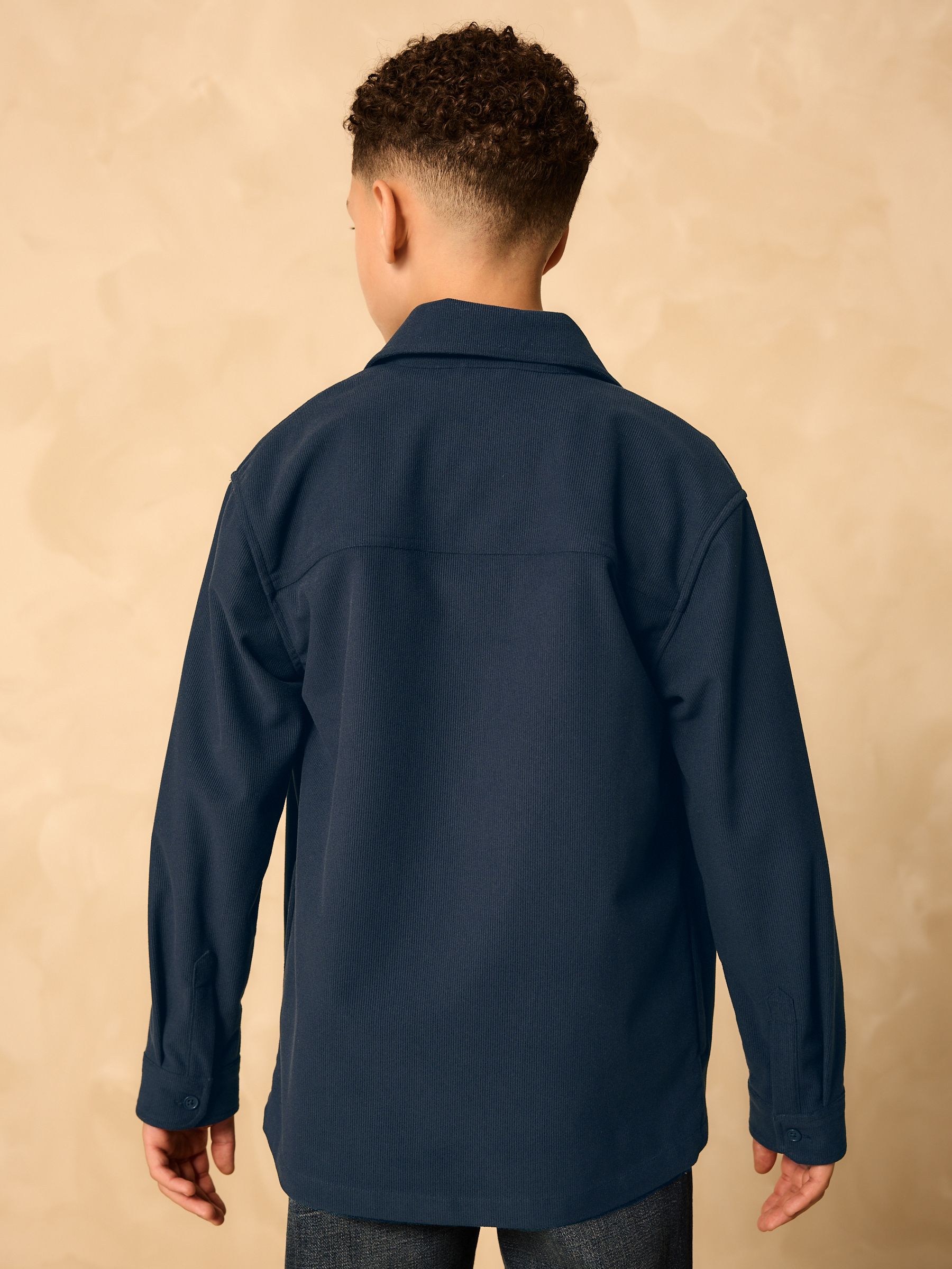 Marineblauw - Corduroy overshirt met rits (3-16jaar)