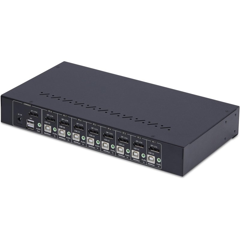StarTech.com Commutateur KVM DisplayPort 8 Ports avec Kit de Montage en Rack 1U, DP 1.2 4K 60Hz, Commutation par Bouton-Poussoir, Switch 8 Ports, Hub USB 4 Ports, Indépendant de l'OS, Conforme TAA