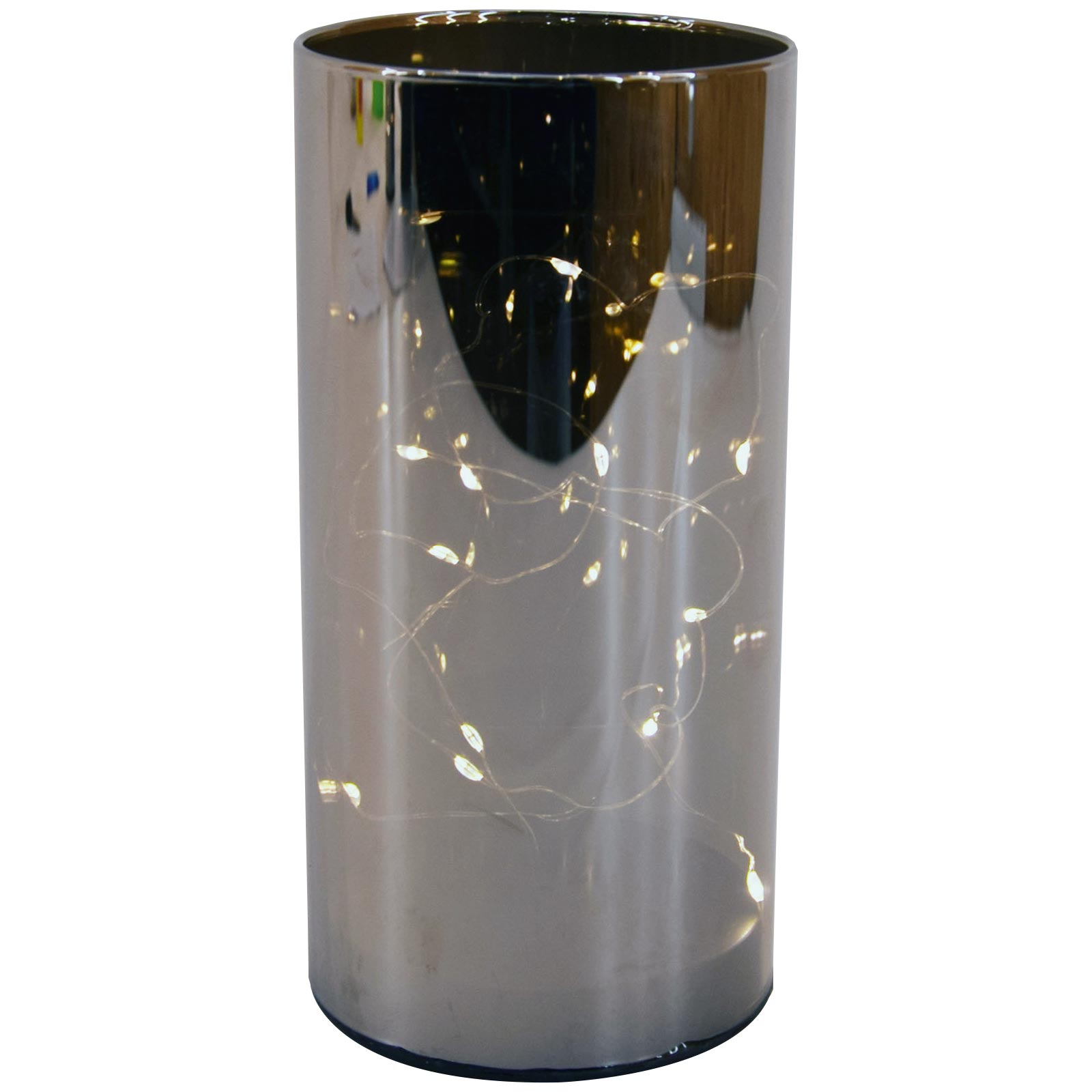 Dekoglas mit LED - grau - 20,5 cm hoch
