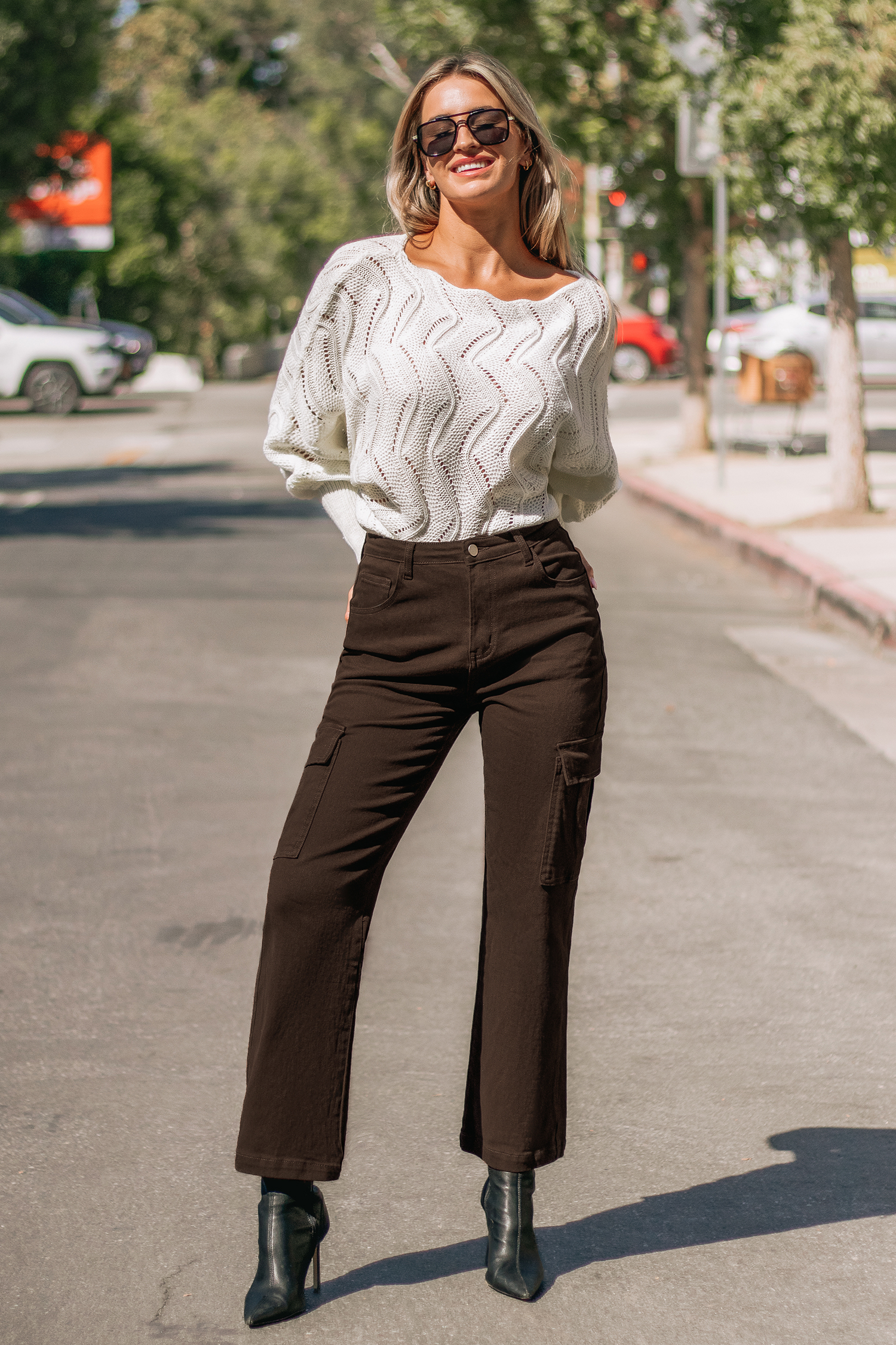 Pantalon taille haute cargo
