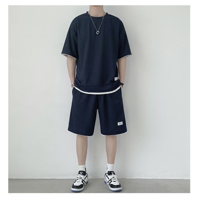 Filmas - Set: Mock Two Piece Oversize Top + High-Waist Shorts
