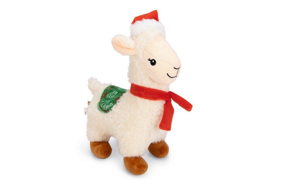 Beeztees Pluche Kerst  Lama Knuffel - Hondenspeelgoed - Wit - 29x20x20 cm