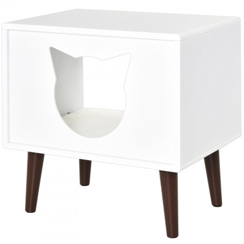 Toca/Cama para Gatos PawHut com Almofada, Branca