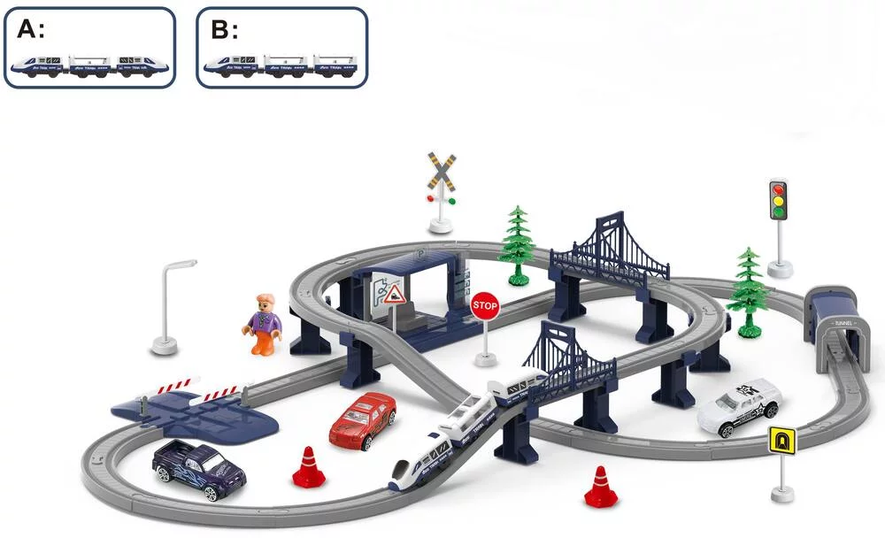 CIRCUIT DE TRAIN LUMIERES ET SONS 104 PIECES