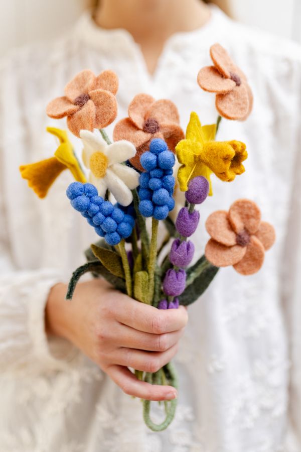 Bloem, vilt, narcis, geel, 24 cm