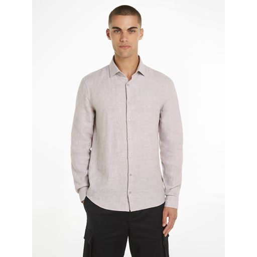 Calvin Klein Solid Hør Skjorte, Atmosphere, 45