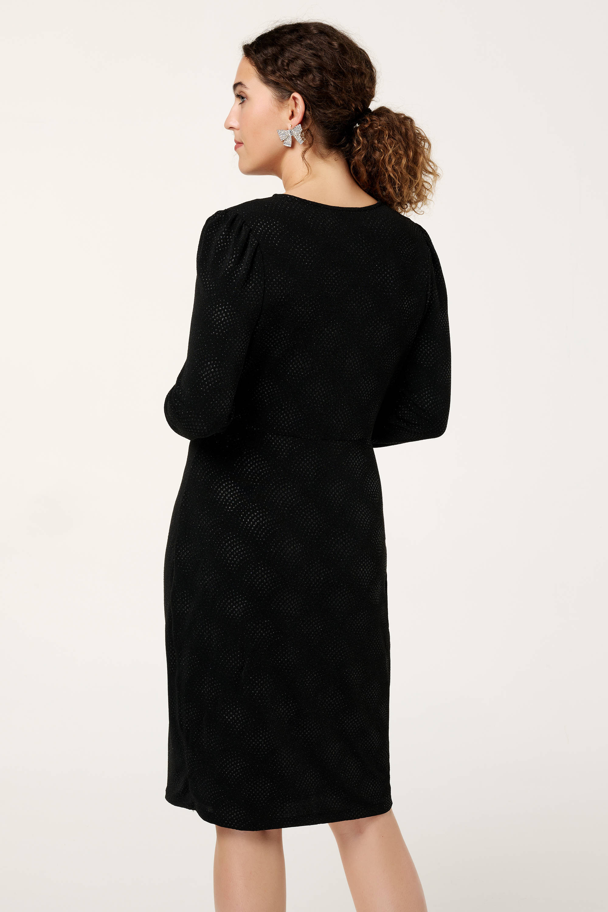 MS Mode korte jurk lurex zwart