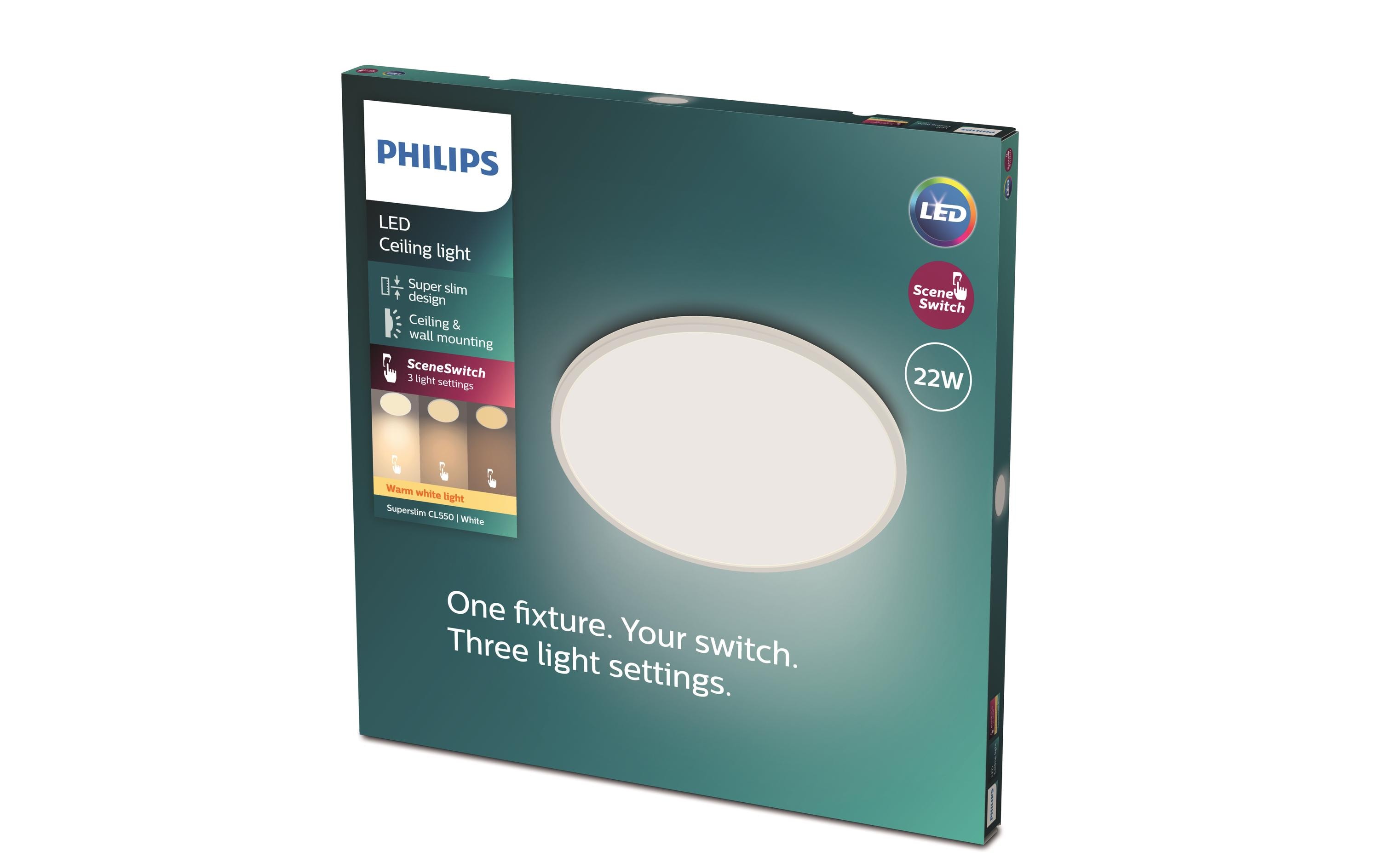 Deckenleuchte LED SceneSwitch CL550 2000 lm 2700K, Weiss3-in-1 LED Leuchte zur Deckenmontage