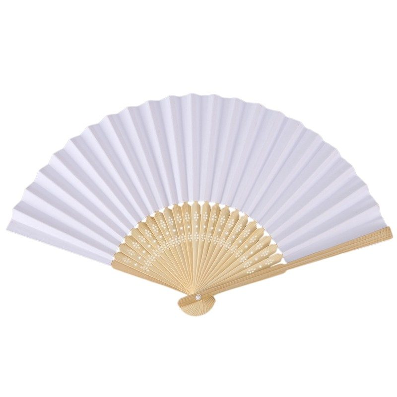 (10er Set) Papier Fächer Faltbare Hochzeit Deko Fächer Party Handfächer für Gäste - Weiss / Braun