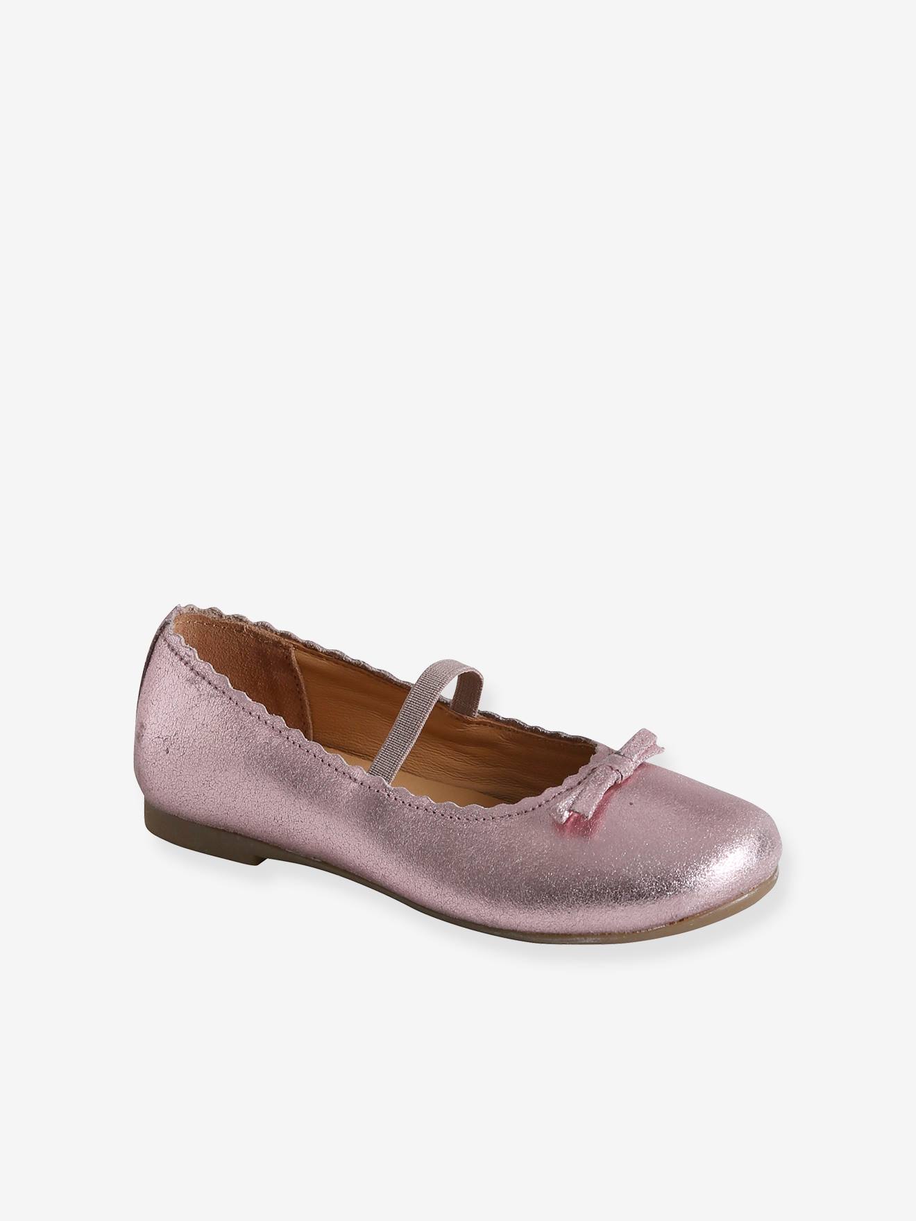 Sapatilhas de ballet rosa de couro para meninas