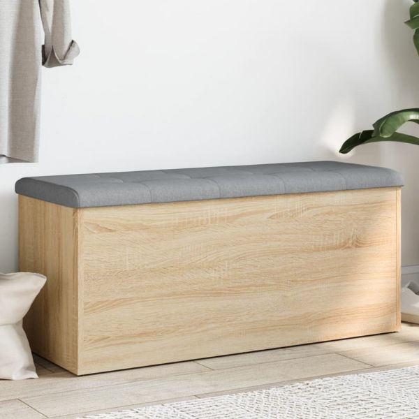 vidaXL Banco Arrumação 102x42x45 cm Derivados Madeira Carvalho Sonoma - 1438839221