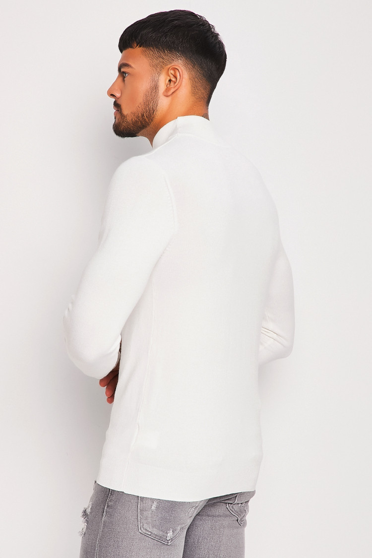 Pull fin col montant blanc