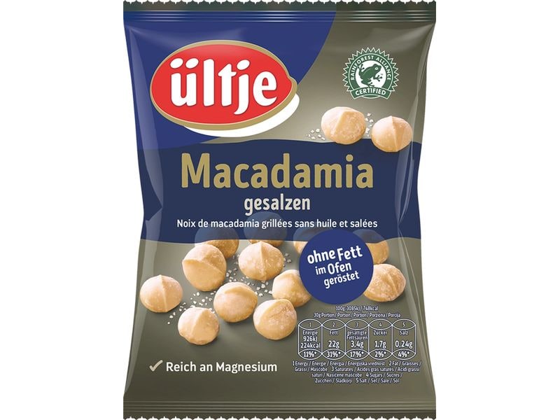 Ültje Macadamia 150 g Macadamianusskerne, fettfrei geröstet und verfeinert mit Salz