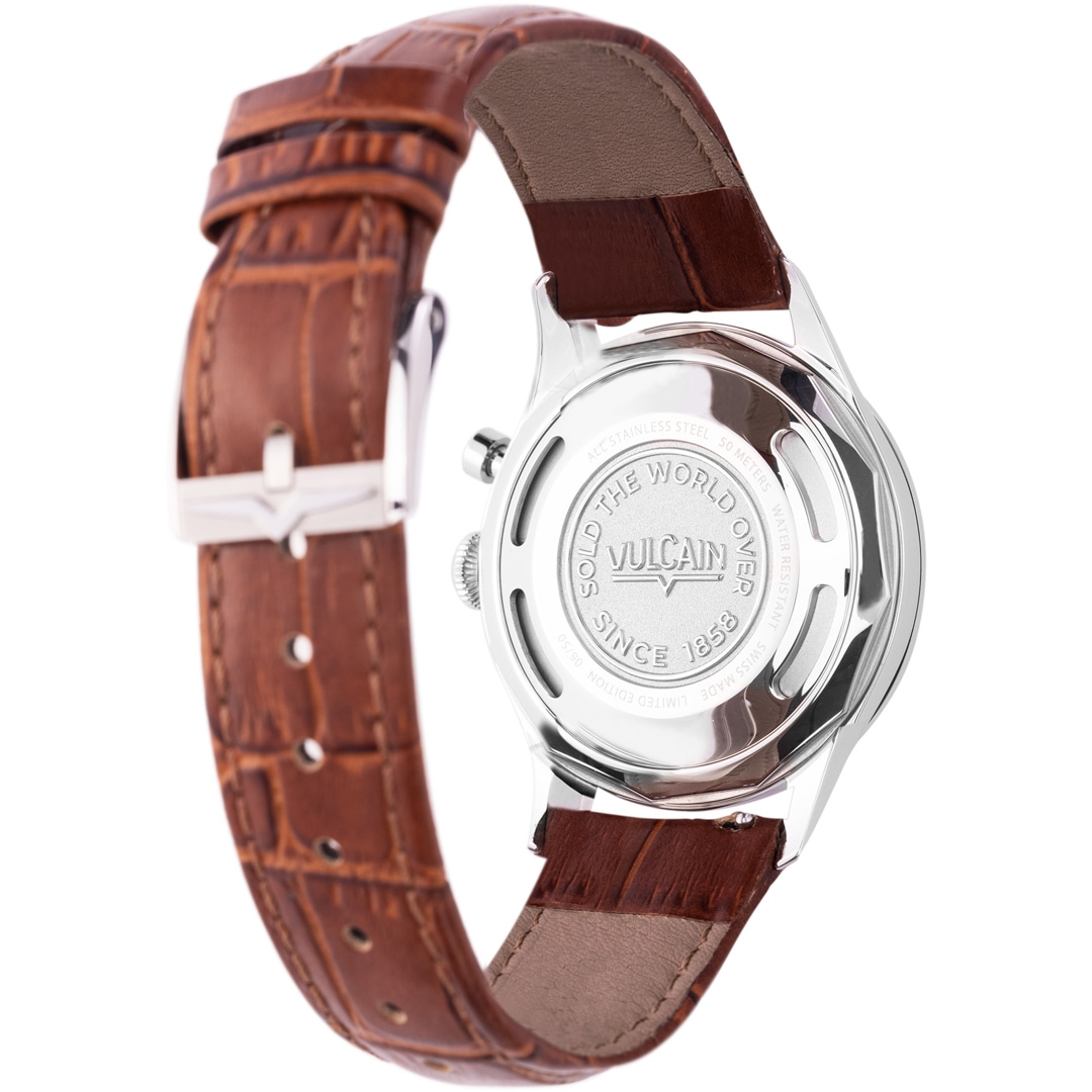 Vulcain Cricket Classique 36mm Eggshell Steel Caseback