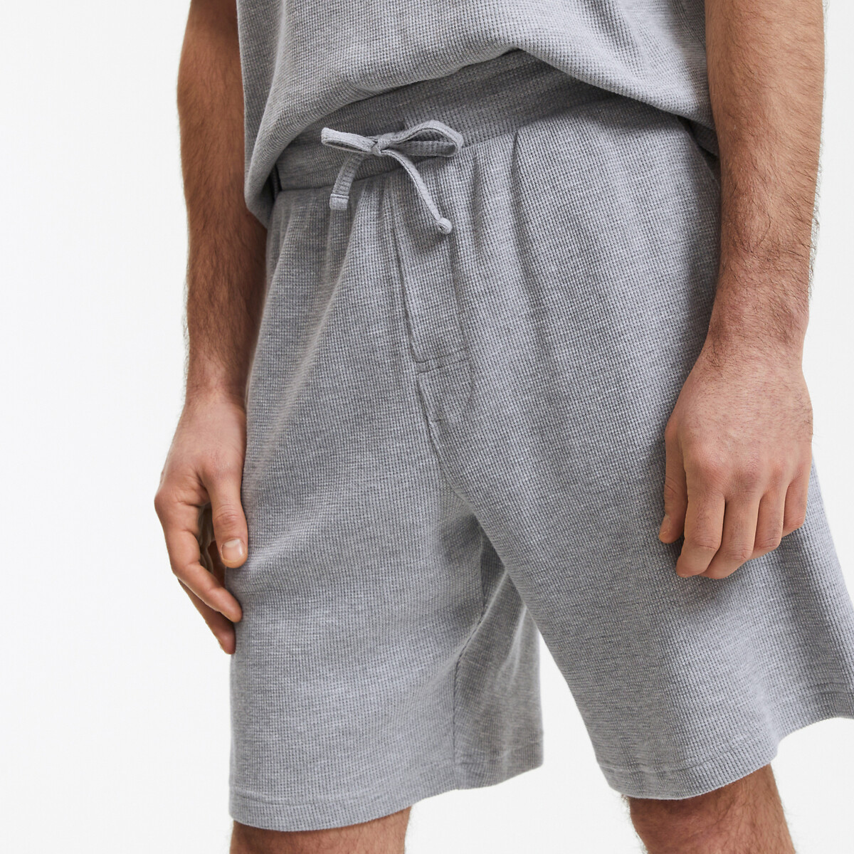 COLEÇÃO LA REDOUTE<br>Camiseta shorts de pijama com gola tunisiana e mangas curtas