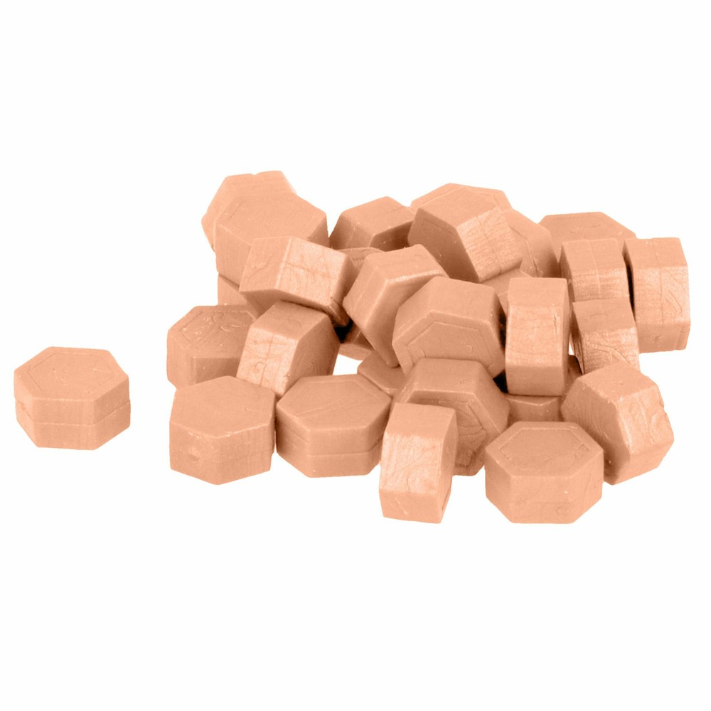 Perles de cire hexagonales - or + rose