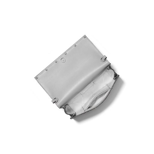 Michael Kors Mona Glitter Clutch, Sølv