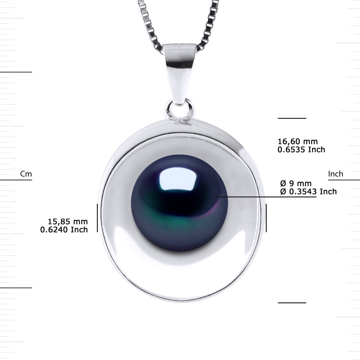 Collier REFLETS Perle d'Eau Douce 9-10 mm Noire Argent 925