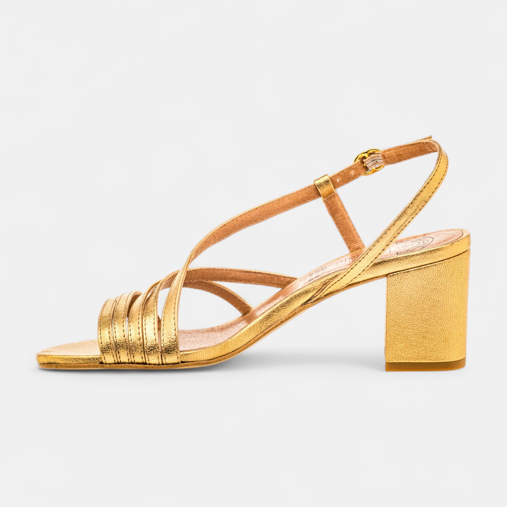 Nu-pieds à talon Femme en cuir or