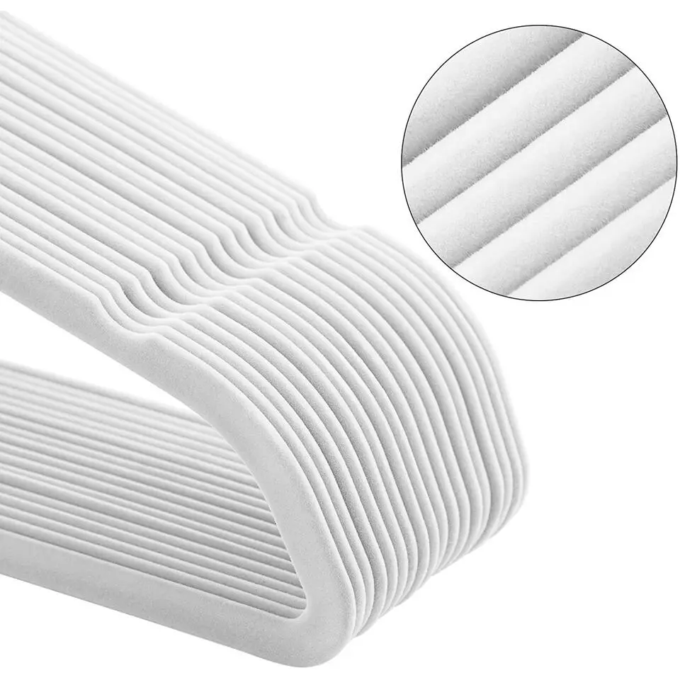 Fluwelen kledinghangers, Set van 50, Antislip, Wit en Rosé Goud