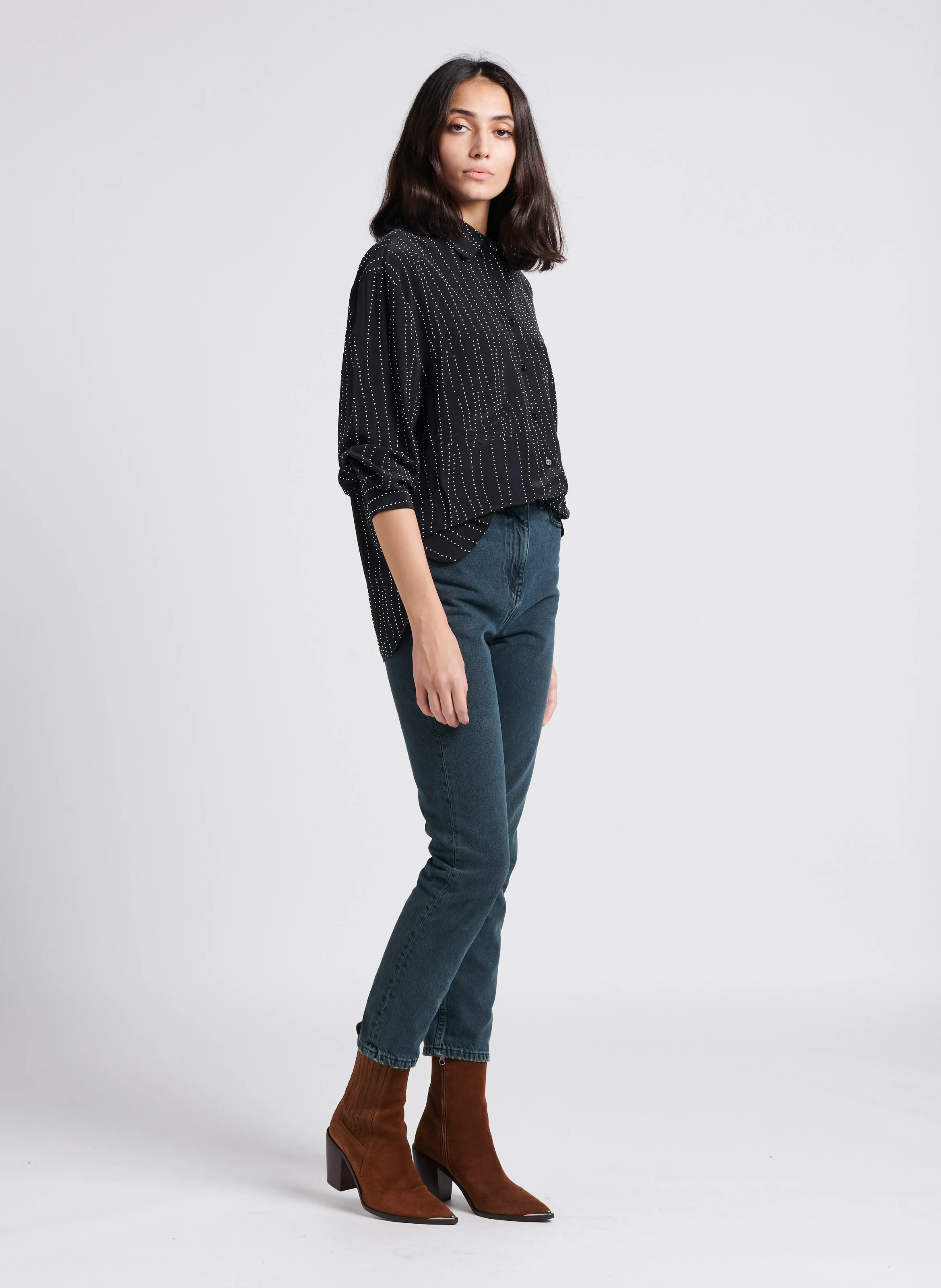 ZEFIRO - Chemise fluide à studs all over | Noir