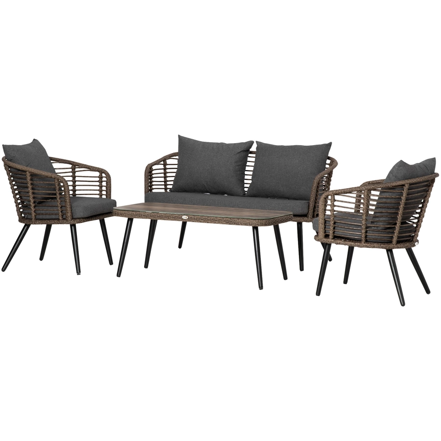 Outsunny Gartenmöbel-Set mit Teetisch grau