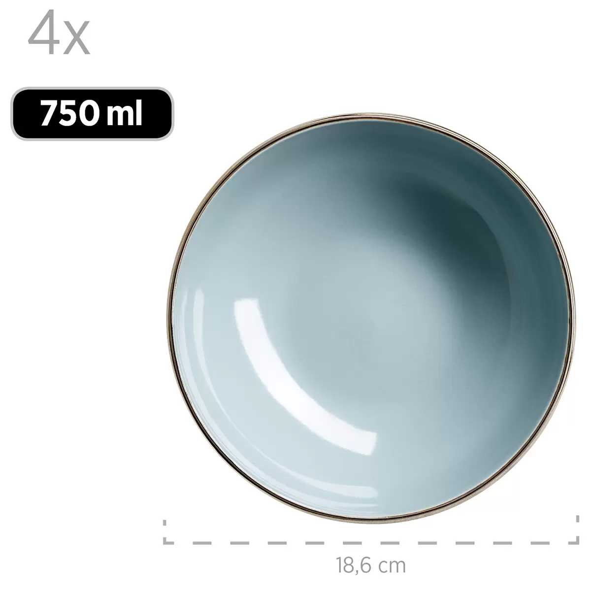 Kombiservice 16-tlg. METALLIC RIM Blau