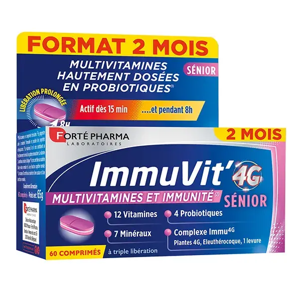 Forté Pharma Immuvit 4G Vitaminas e Minerais para Idosos, Embalagem Ecológica para 2 Meses