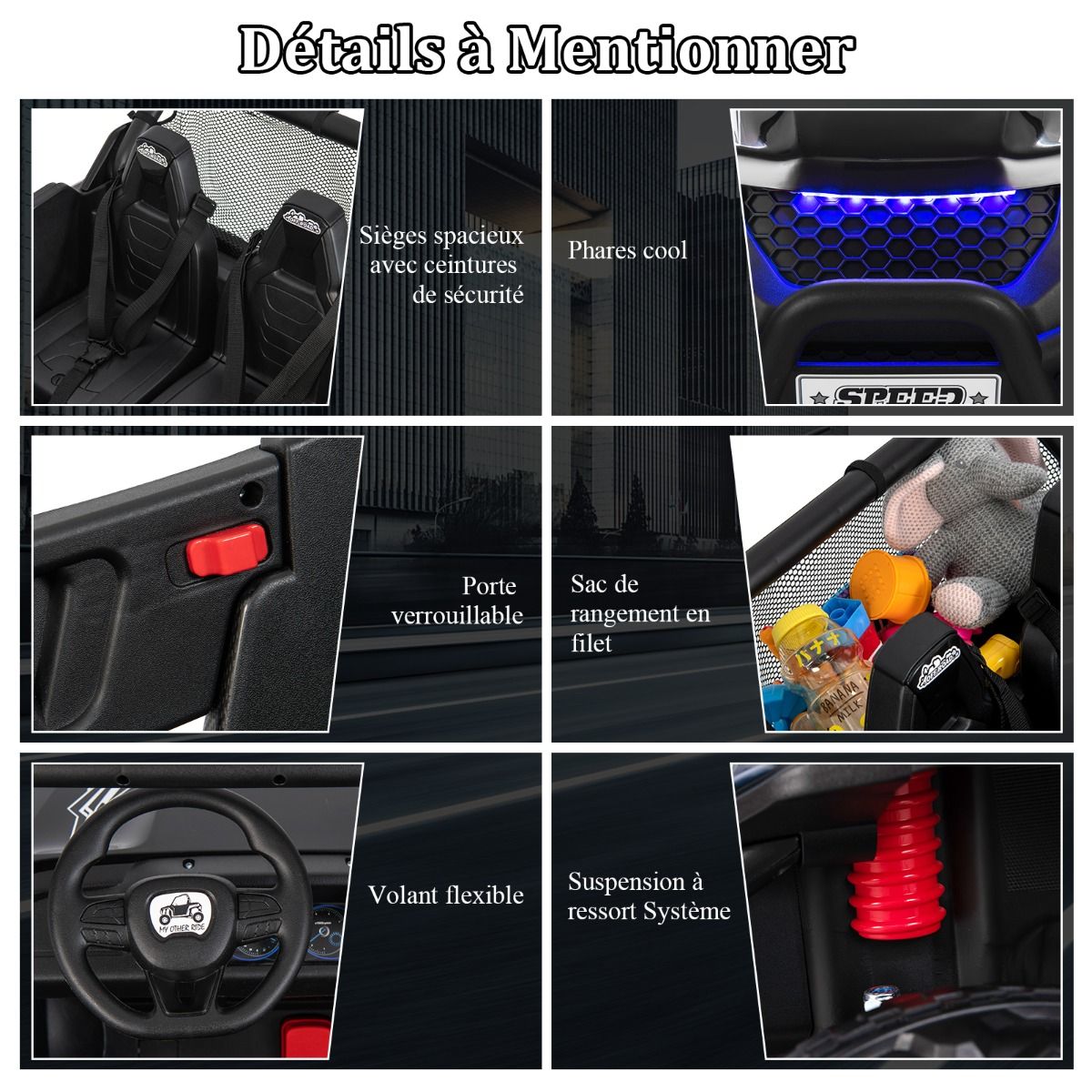 Voiture électrique Enfant 12 V Télécommande pour 3-8 Ans 2 Vitesses Ressort de Suspension Charge 59KG 118x74x71CM Noir/Rose/Rouge - Lidl-Manfred