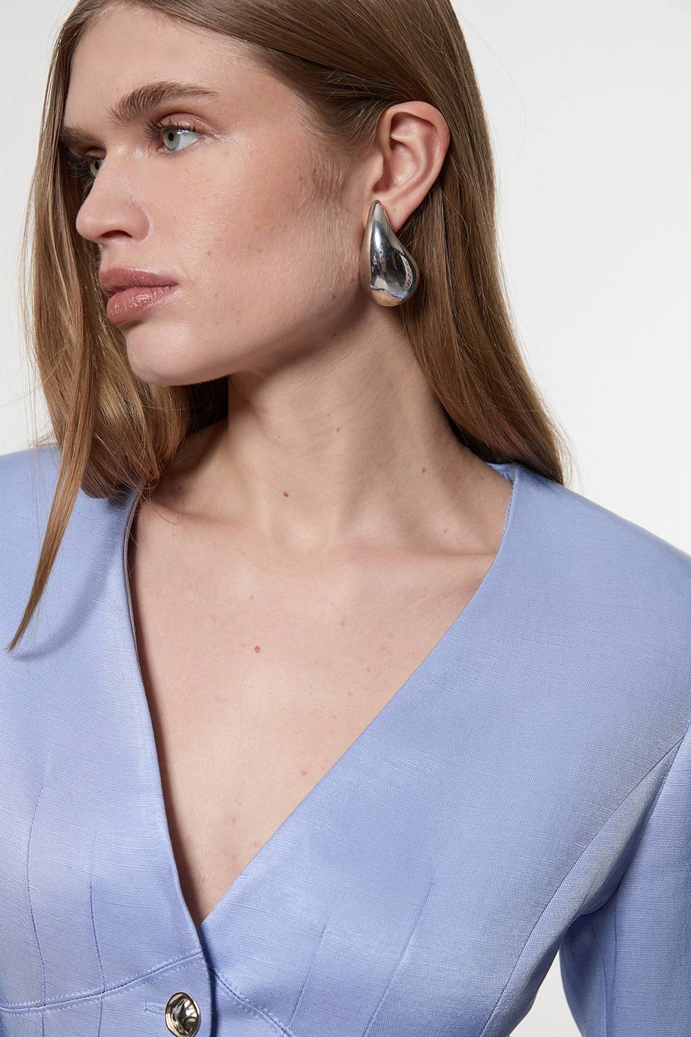 KarenMillen Veste tailleur en viscose-lin premium à simple boutonnage et à pinces
