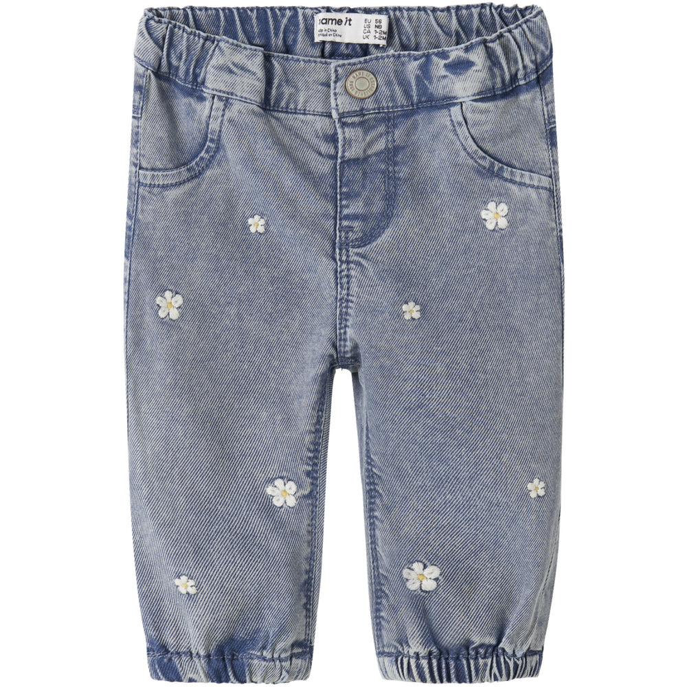 Køb Name It Light Blue Denim Flowers Nbfrose Shaped R Emb Jeans 5321-Yb H