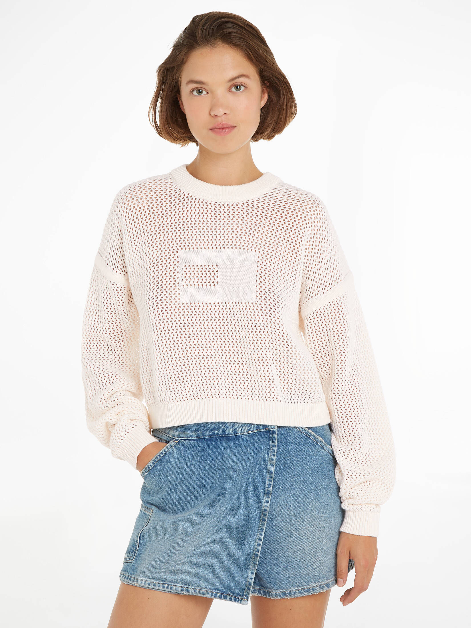 Tommy Jeans| Damen Strickpullover OPEN STITCH aus Bio-Baumwolle