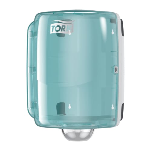 Distributeur d'essuyage dévidage central Tork W2 turquoise/blanc