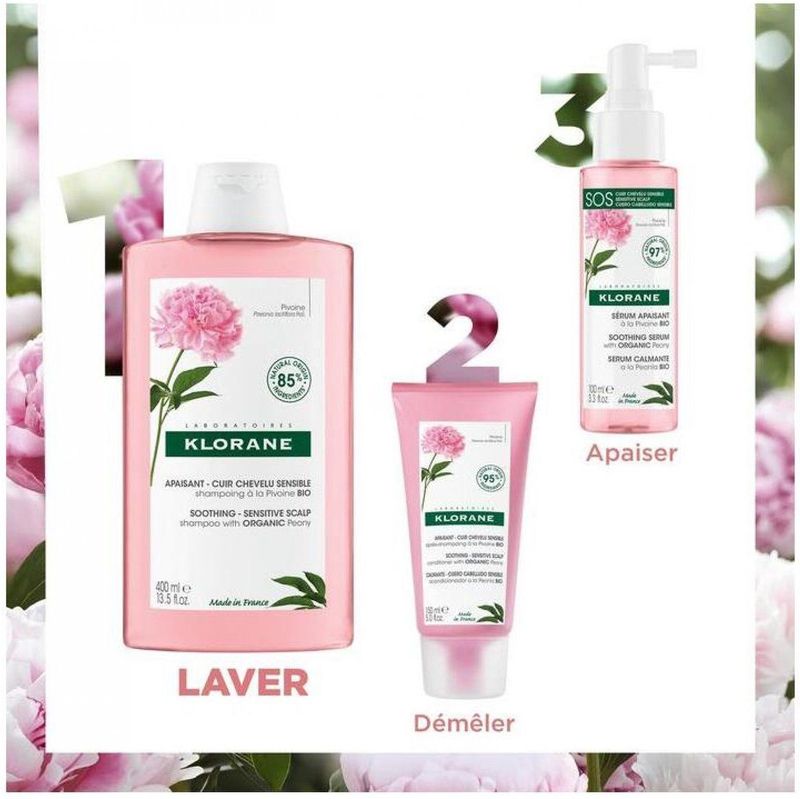 Klorane - Pioenroos Shampoo - 200ml - Biologisch Afbreekbaar - Vegan