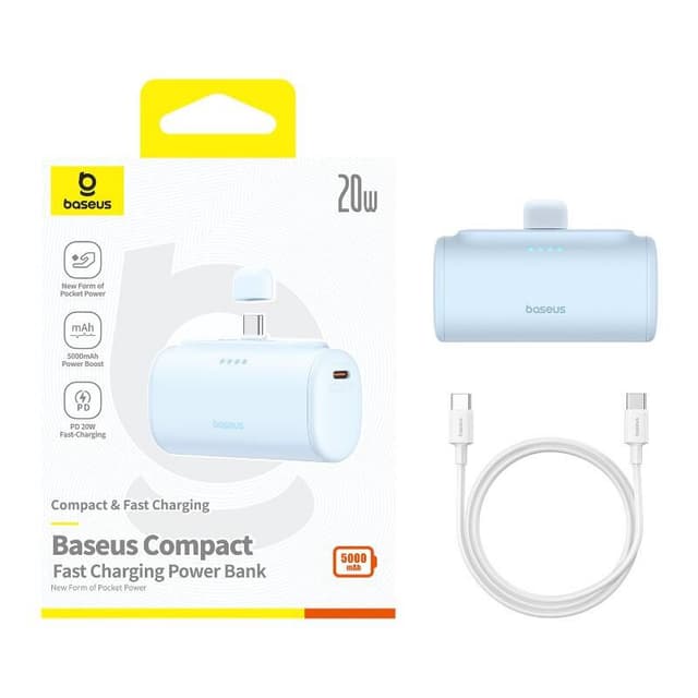 Powerbank baseus Compact USB-C 5000mAh, 20W (blå)