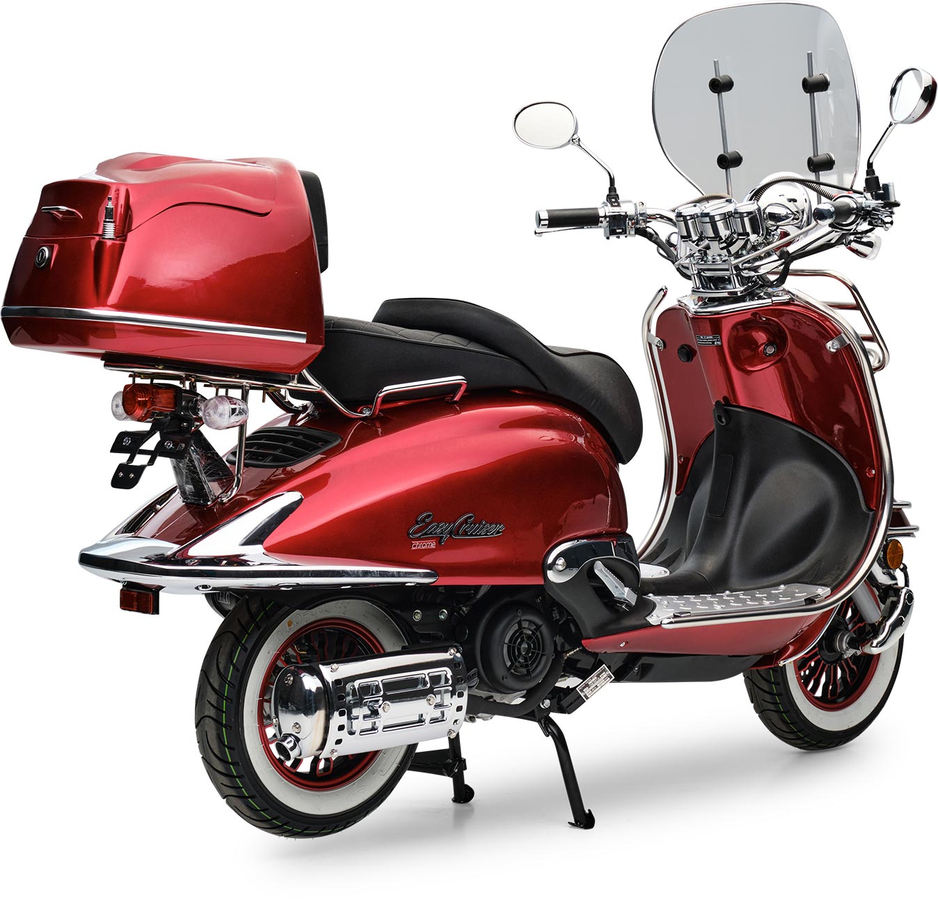 Motorroller Retro EasyCruiser Dunkelrot 50ccm 25 kmh Mofa Scooter