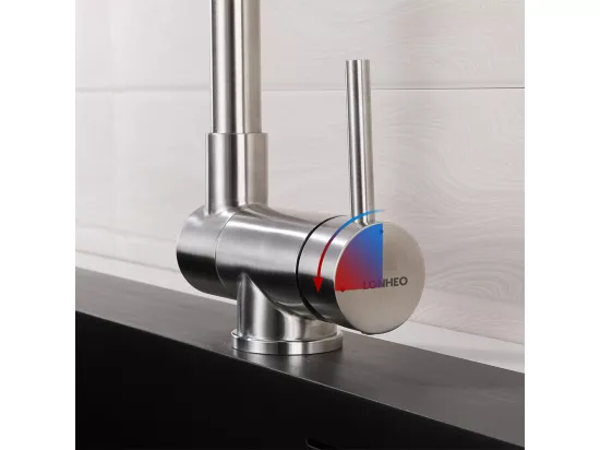 2pcs Mitigeur Cuisine Rabattable Pivotant à 360°, Robinet de Cuisine avec Poignée Pliable Contre Fenêtre, Robinet Mitigeur Evier Acier Inox 304