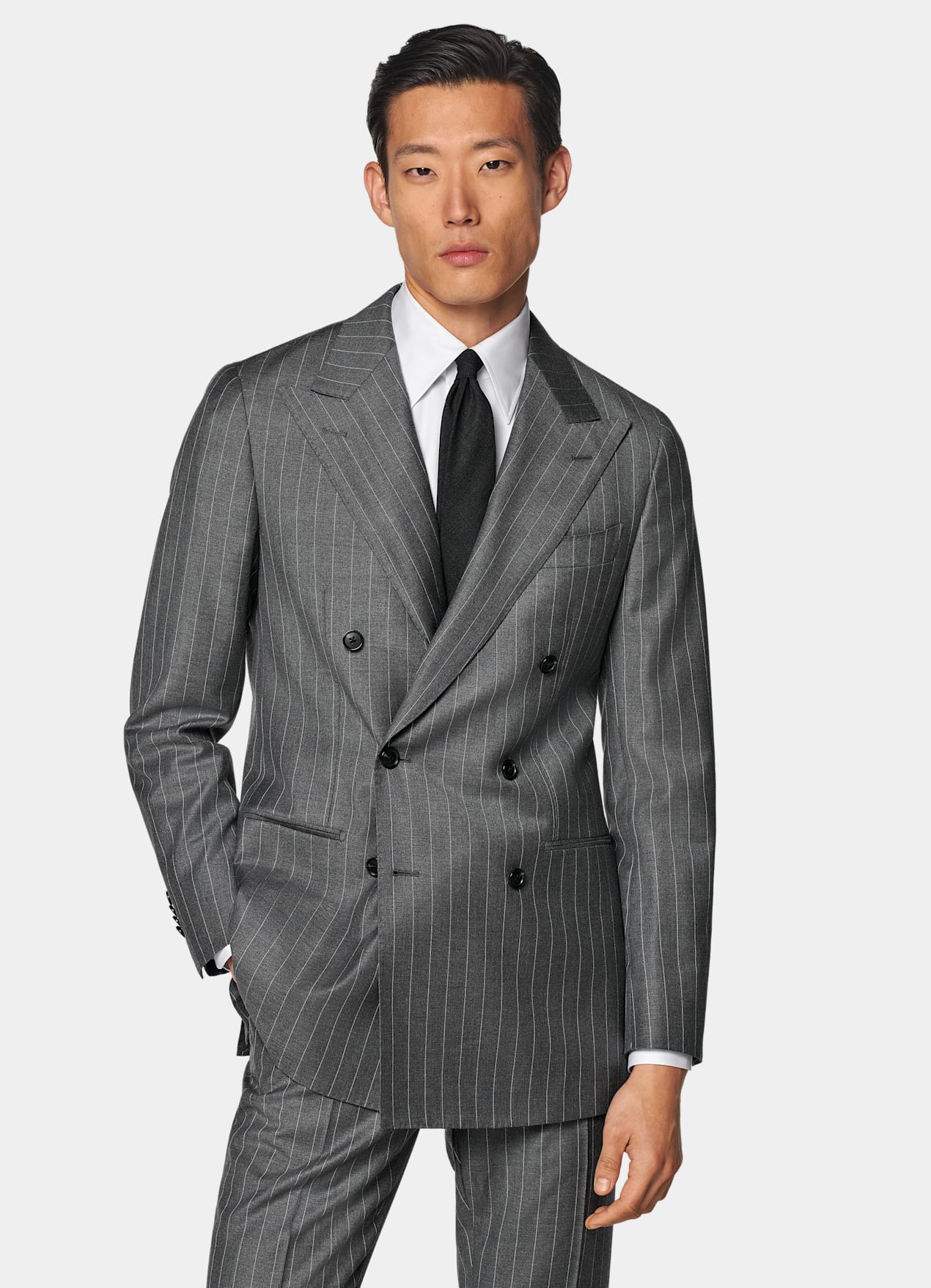 Costume sur mesure Custom Made gris moyen à rayures