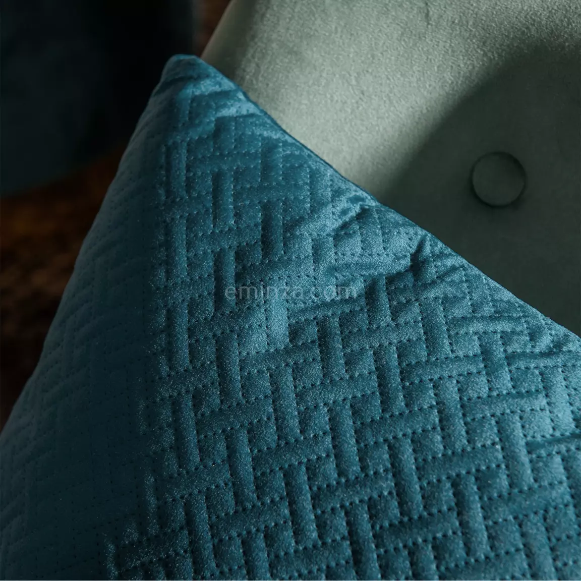 Coussin carré velours (40 x 40 cm) Dolce Bleu canard