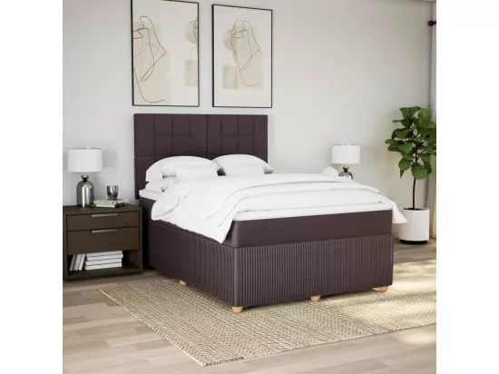 Sommier à lattes de lit avec matelas Marron foncé 140x190 cm