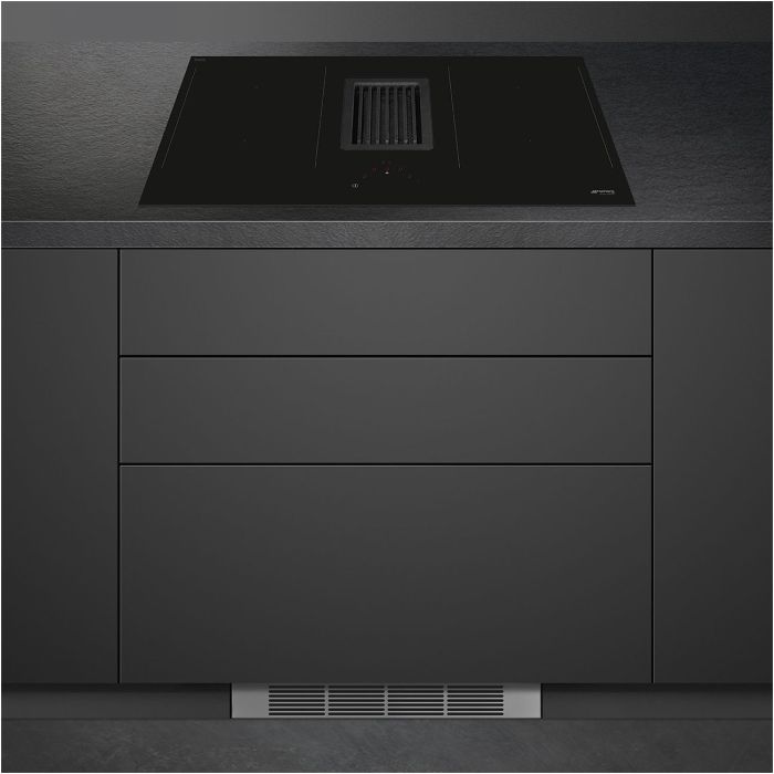 SMEG Induktions-Kochfeld + Muldenlüfter HOBD482D Schwarz